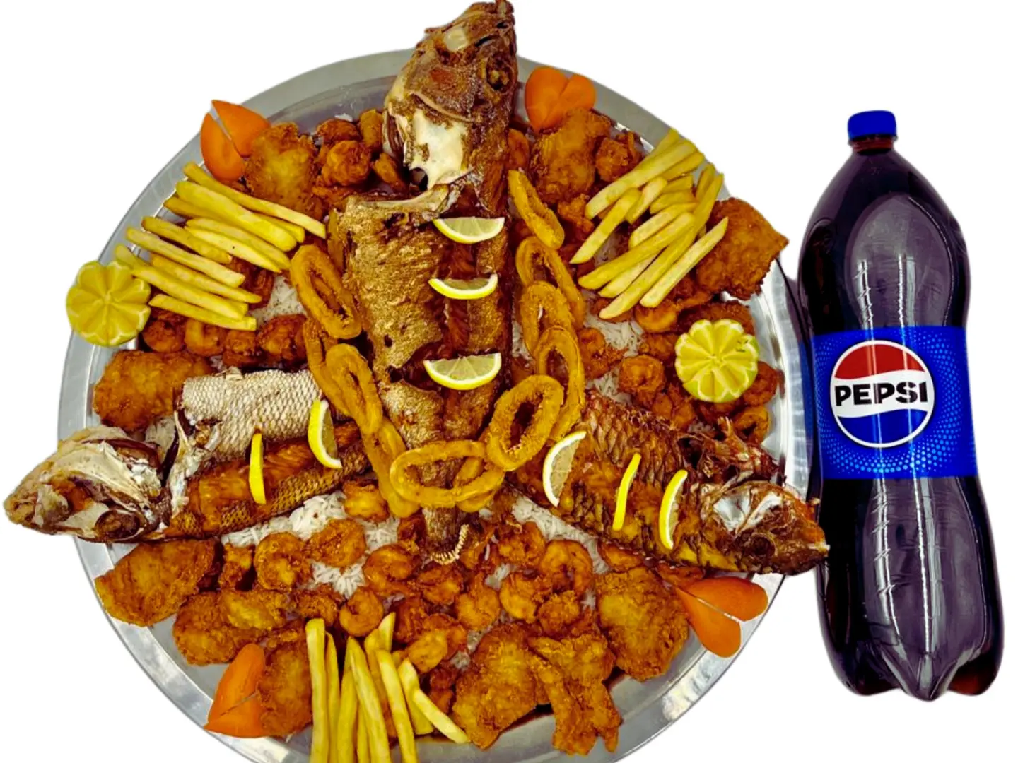 عائلي كبير مع سمك