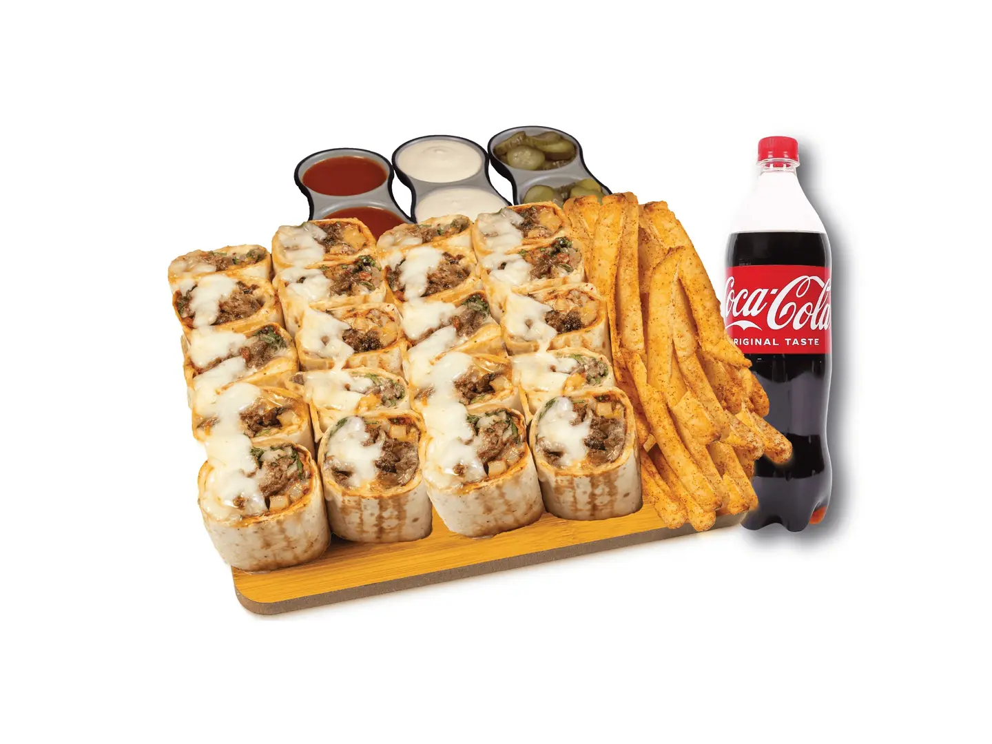 شاورما السلاطين لحم غنم نعيمي بالجبنة مع مشروب غازي