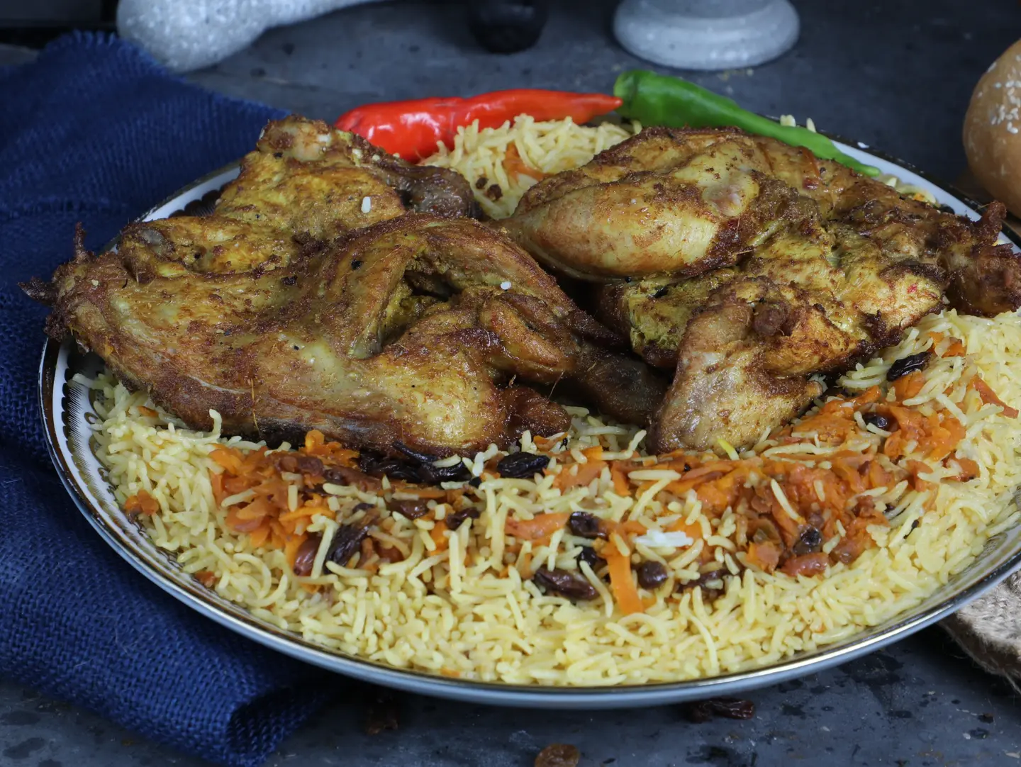 Spicy Fried Chicken With Rice - Half A Chicken