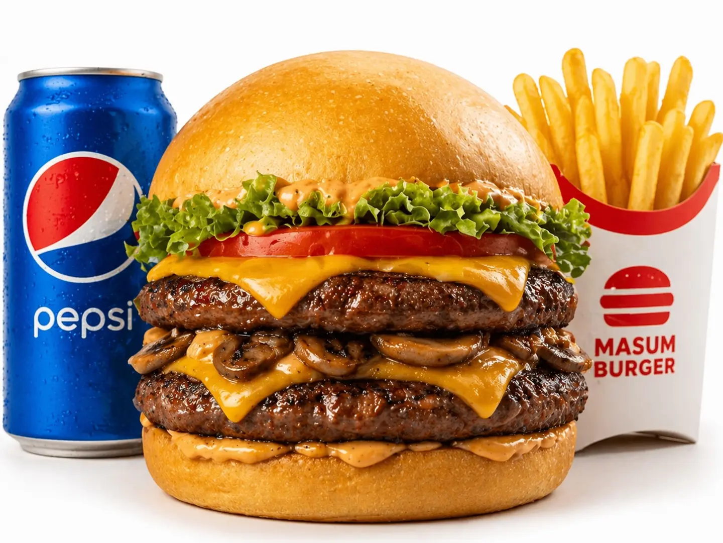 Double Mushroom Beef Burger Meal