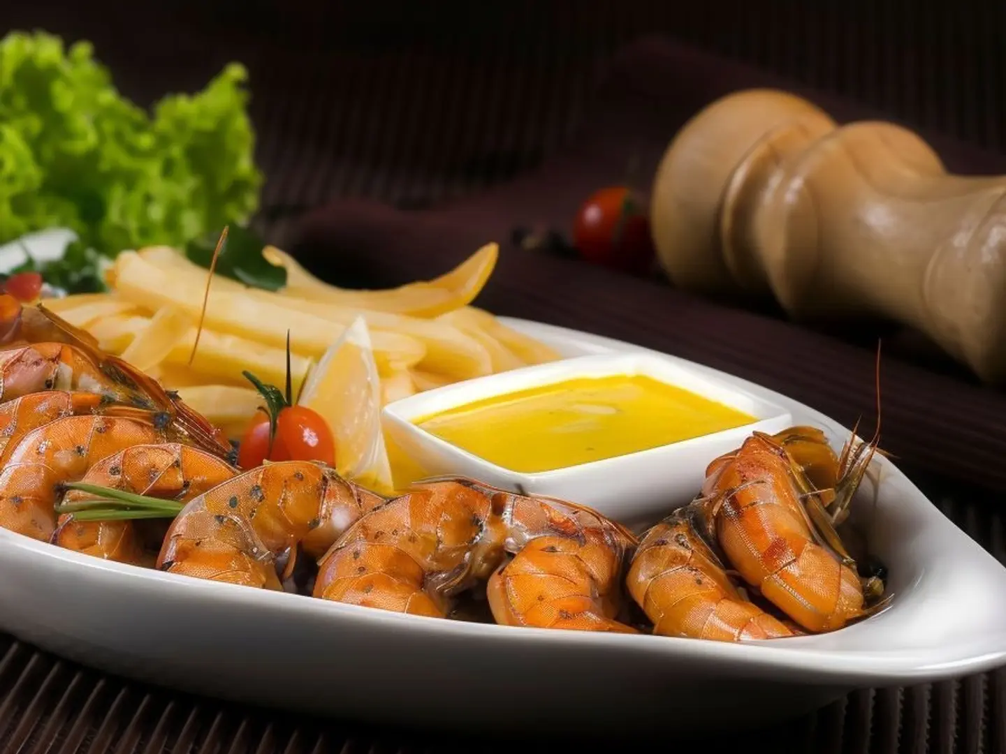 روبيان مشوي بالقشر