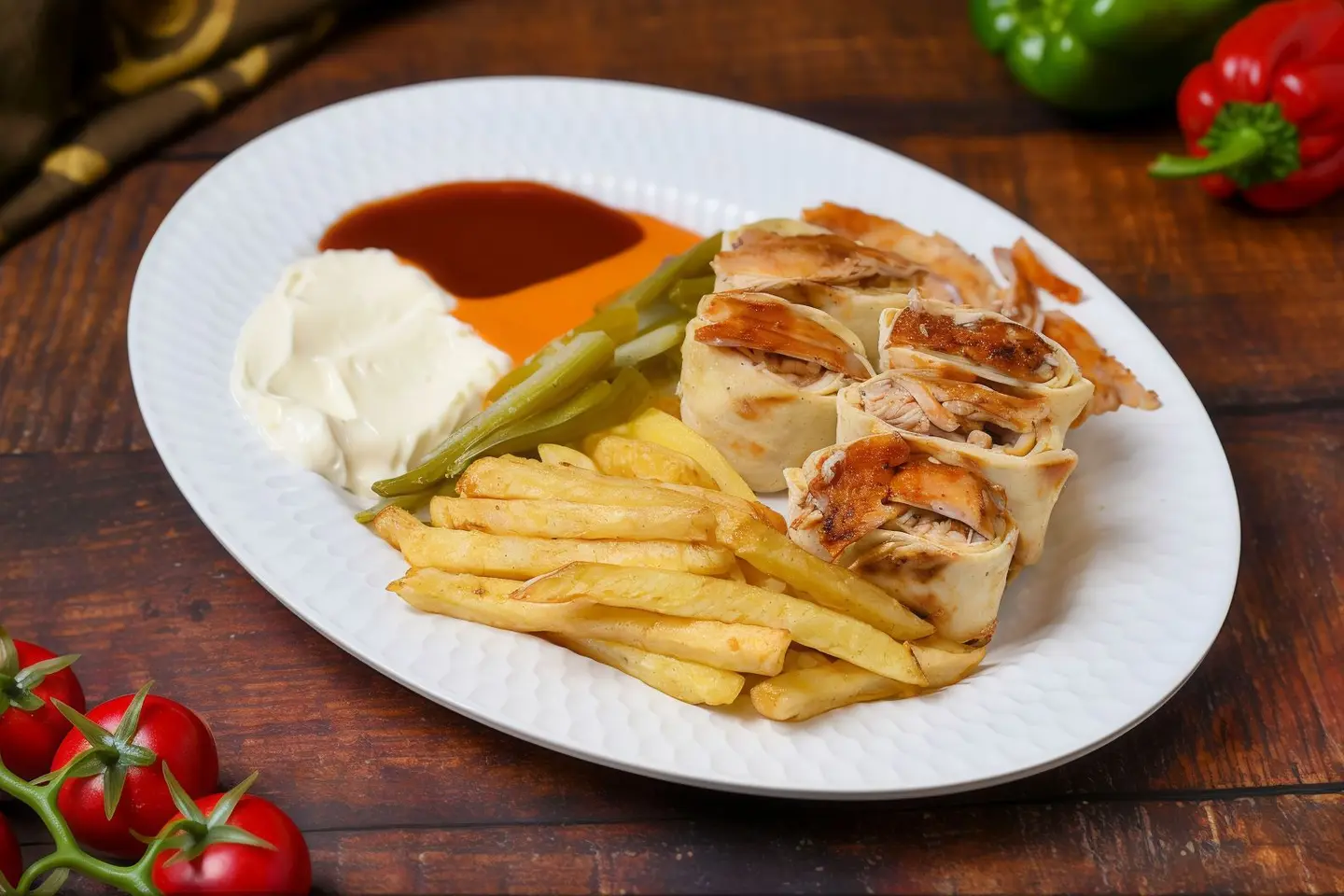 Plate Of Chicken Arabic Shawarma Meal