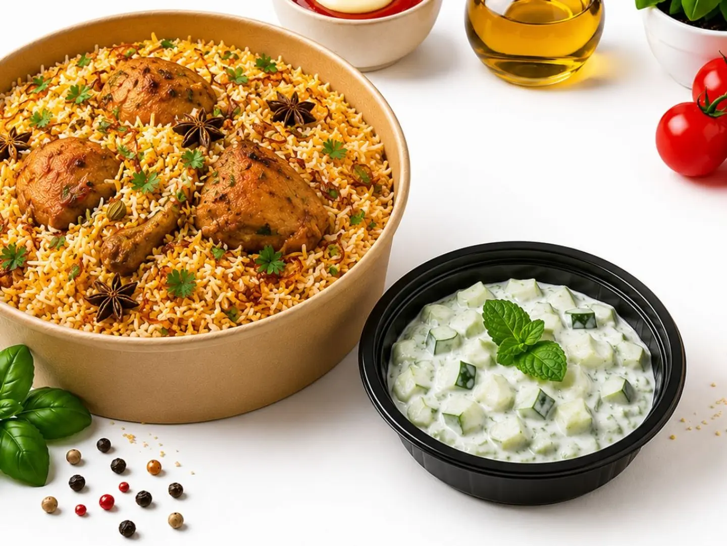 Chicken Biryani With Rita Salad