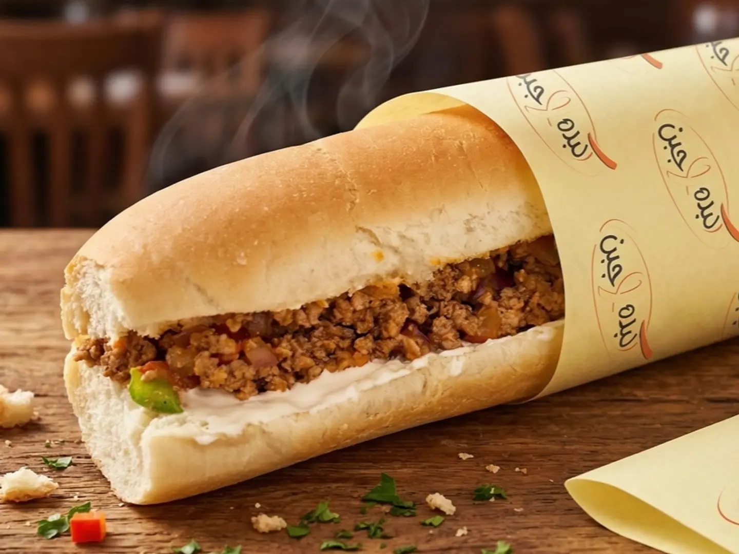 ساندويتش لحم مفروم طازج