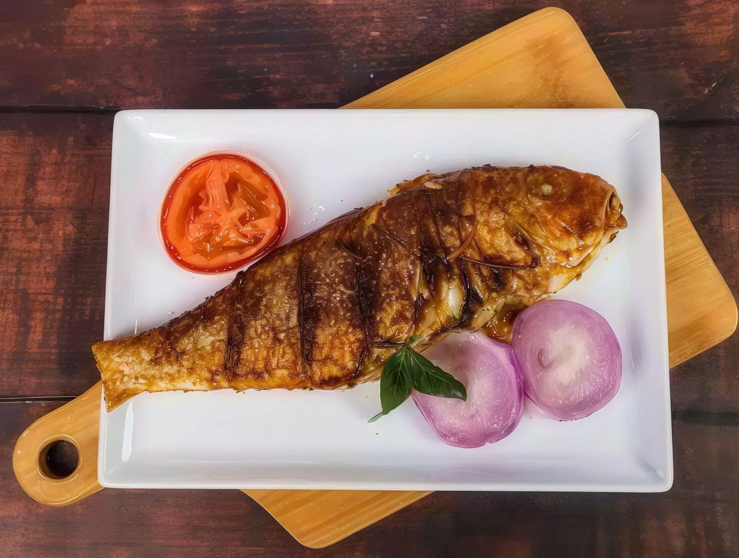 سمك شعري طازج مقلي مع أرز