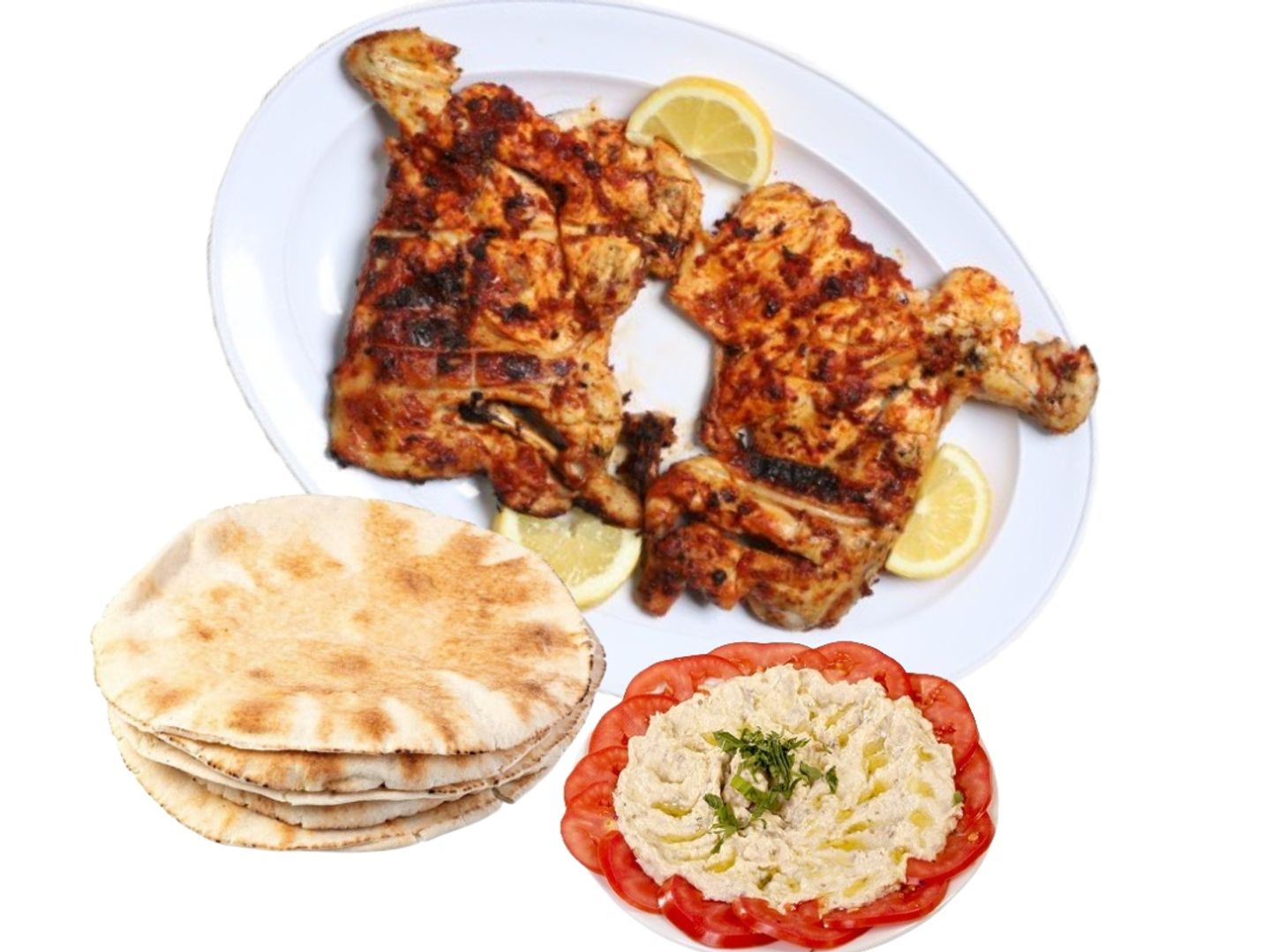 نص دجاج سادة على الفحم