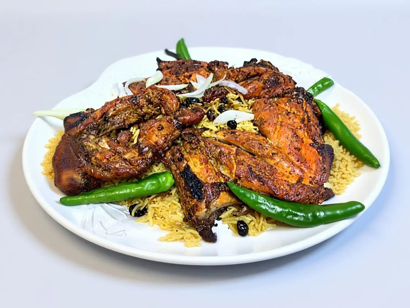 Half Chicken On Charcoal With Rice