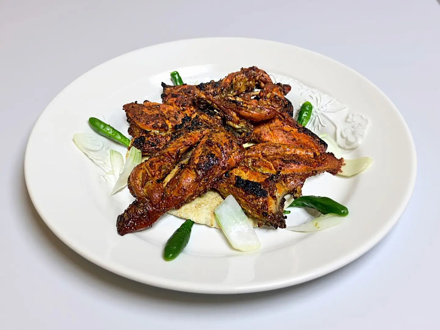 Half Plain Chicken On Charcoal