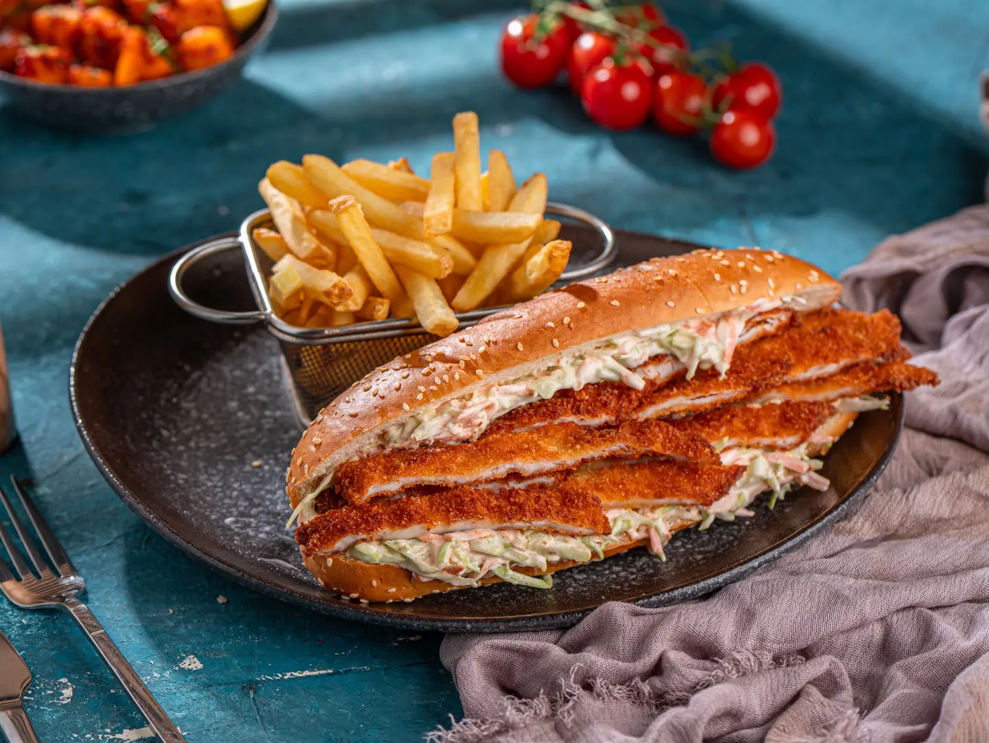 ساندويش اسكالوب الدجاج