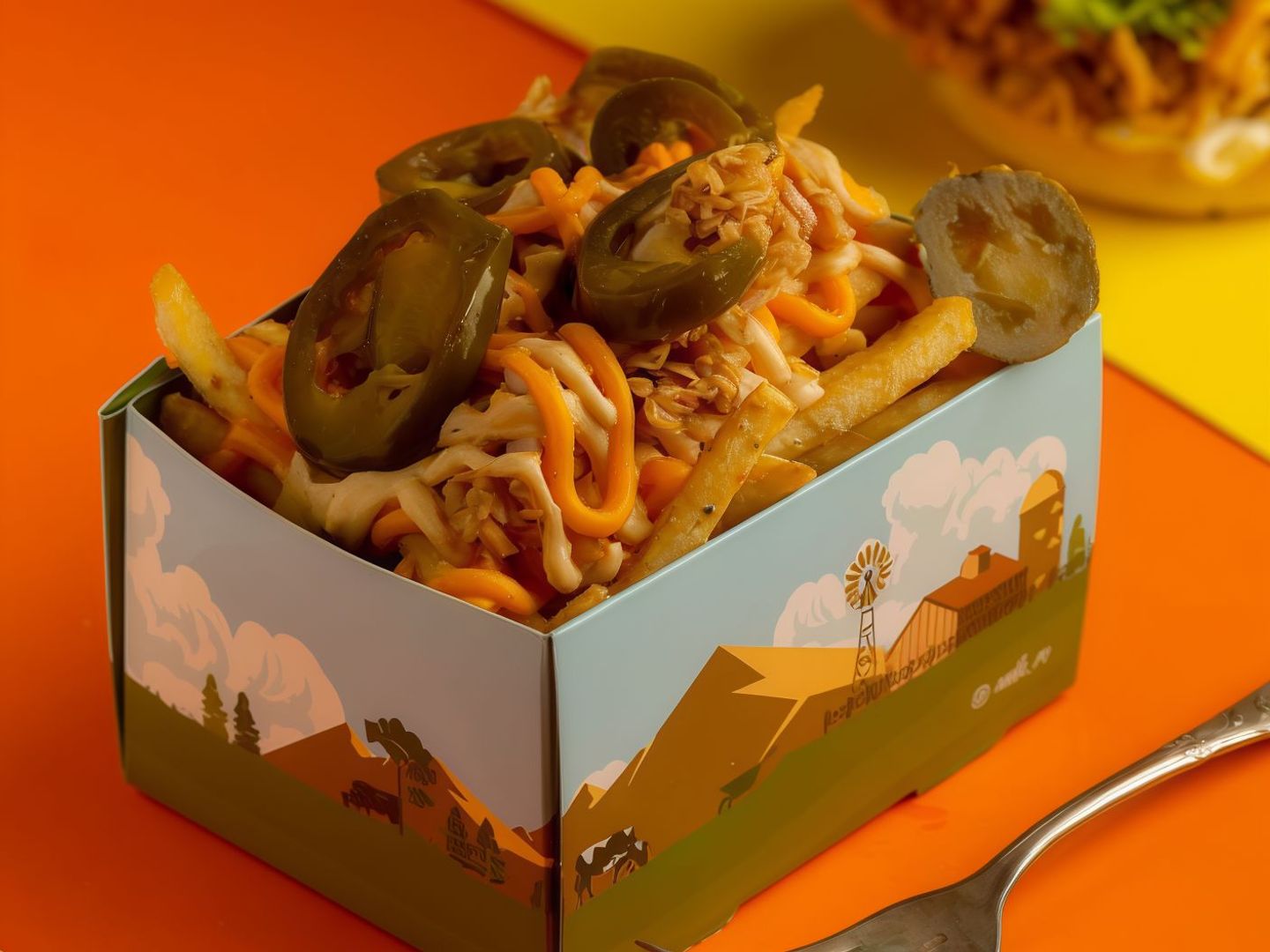 Chicken Salla Fries With Jalapeno And Sauces