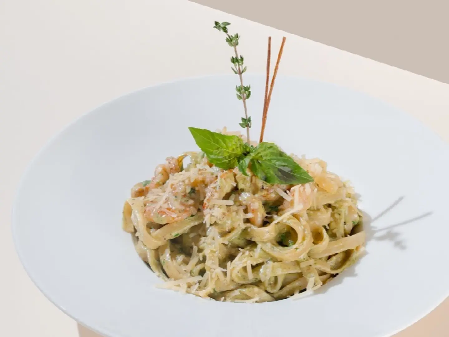 Shrimp Pesto Fettuccine