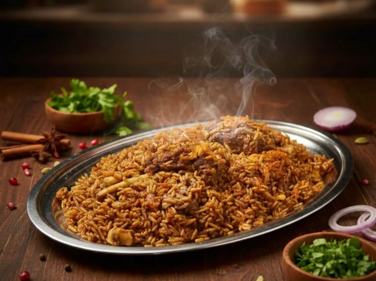 بخاري باللحم الحري والرز الامريكي