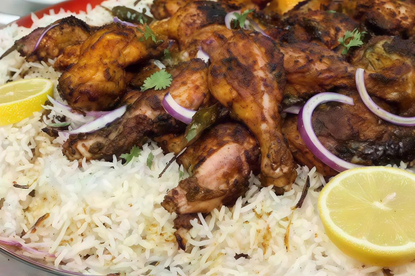 دجاج تندوري نصف حبة مع الأرز