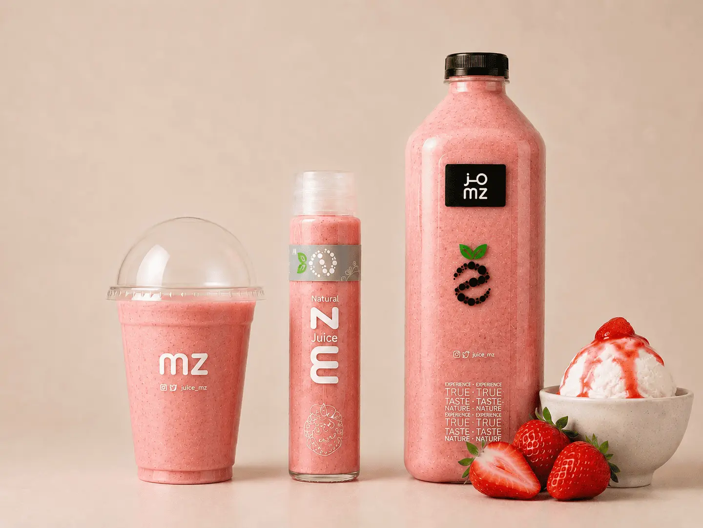 Strawberry With Ice Cream - Medium Cup