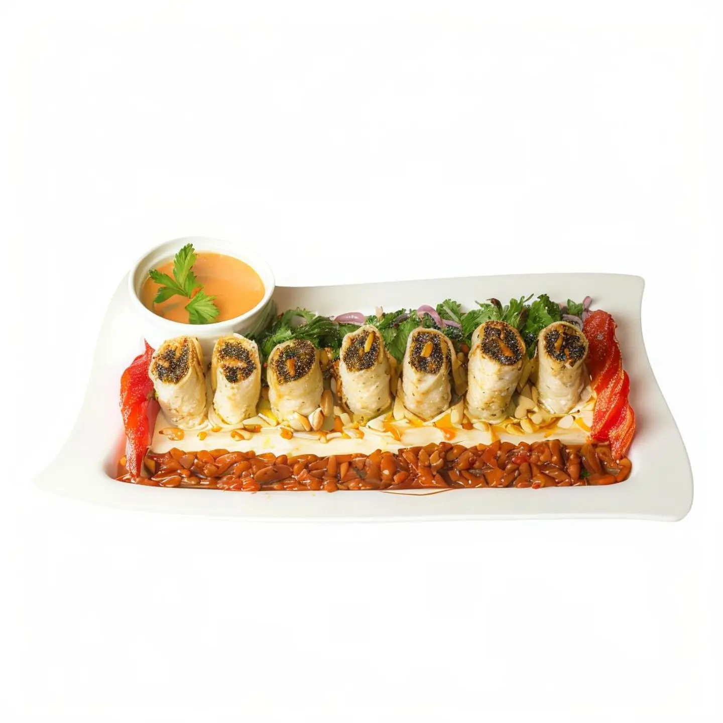 كباب بالصنوبر والمقبلات