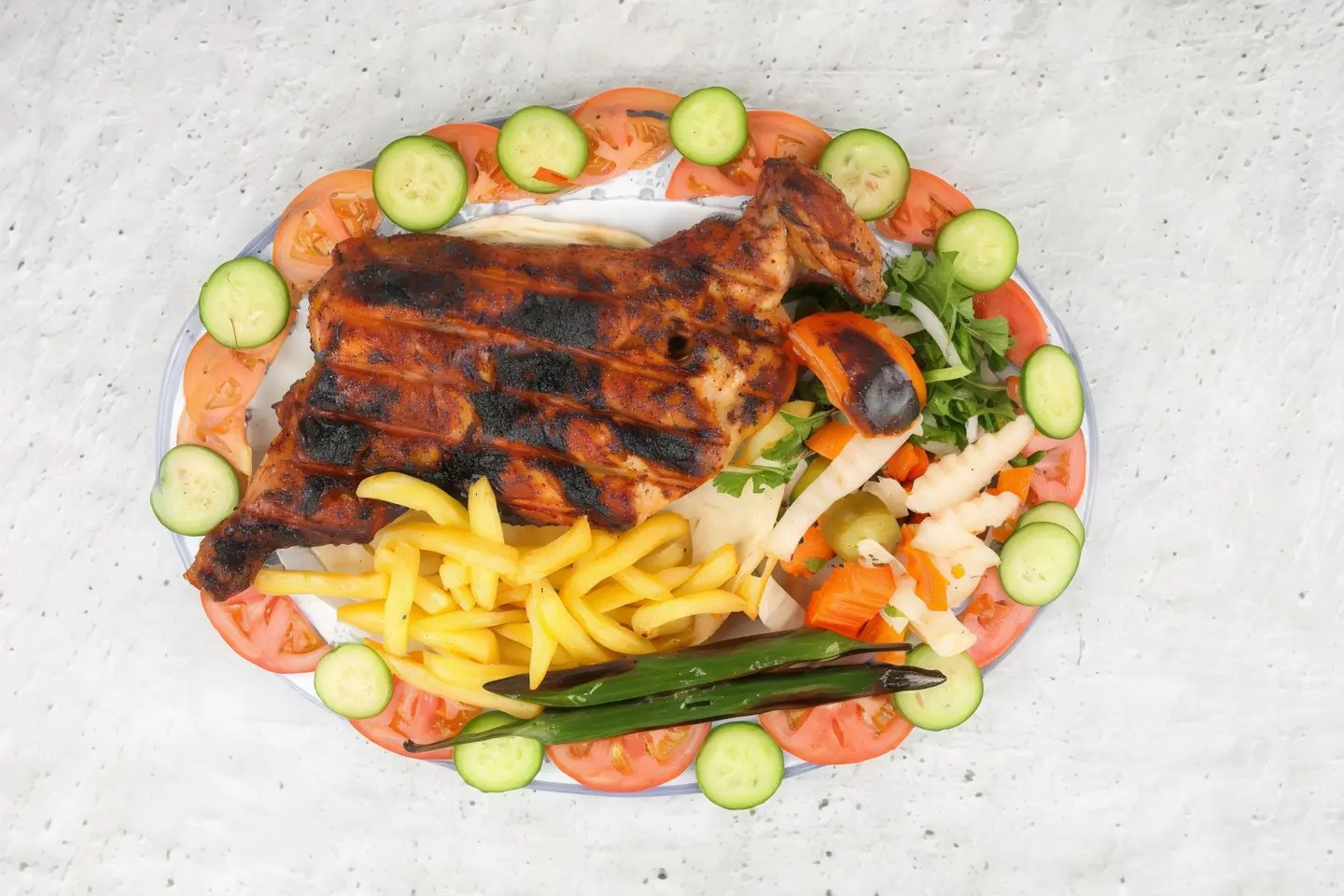 نصف دجاجة على الفحم