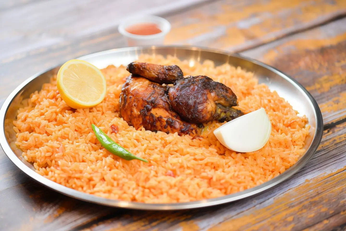 نصف حبة دجاج شواية رز بخاري