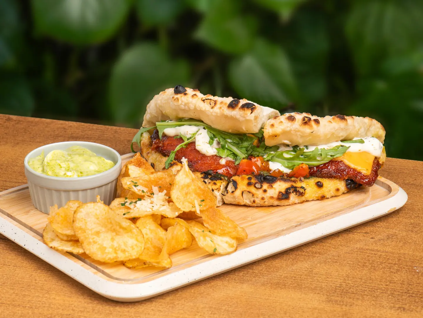 Fried Chicken And Pesto Sandwich
