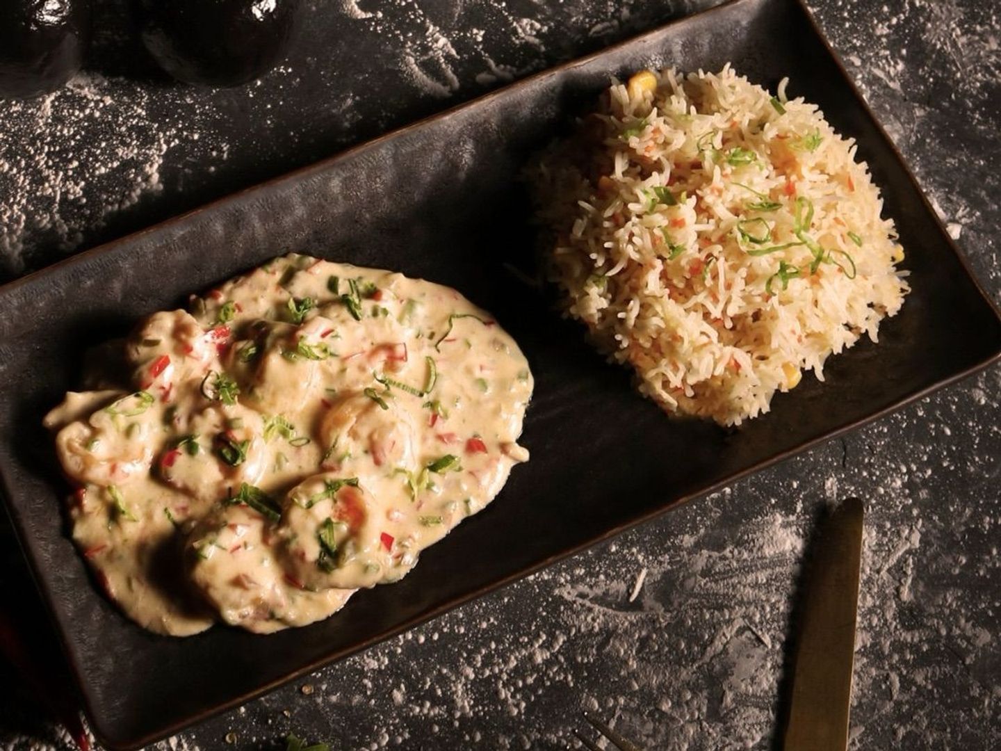 Butter Cheese Shrimp With Fried Rice