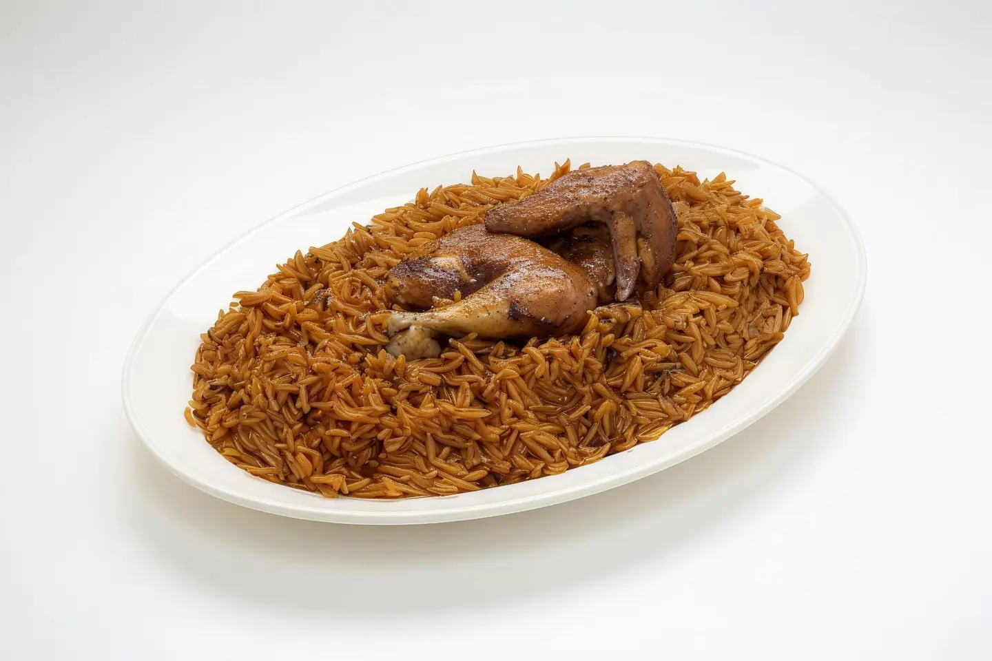 Half A Piece Of Fresh Chicken With Rice