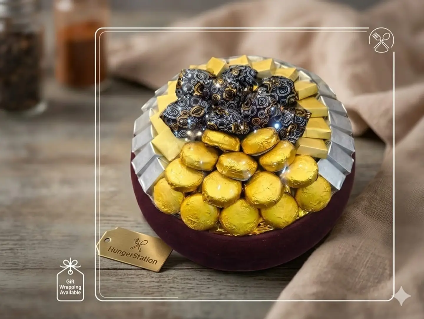 صينية شوكلت دائرية مخملية