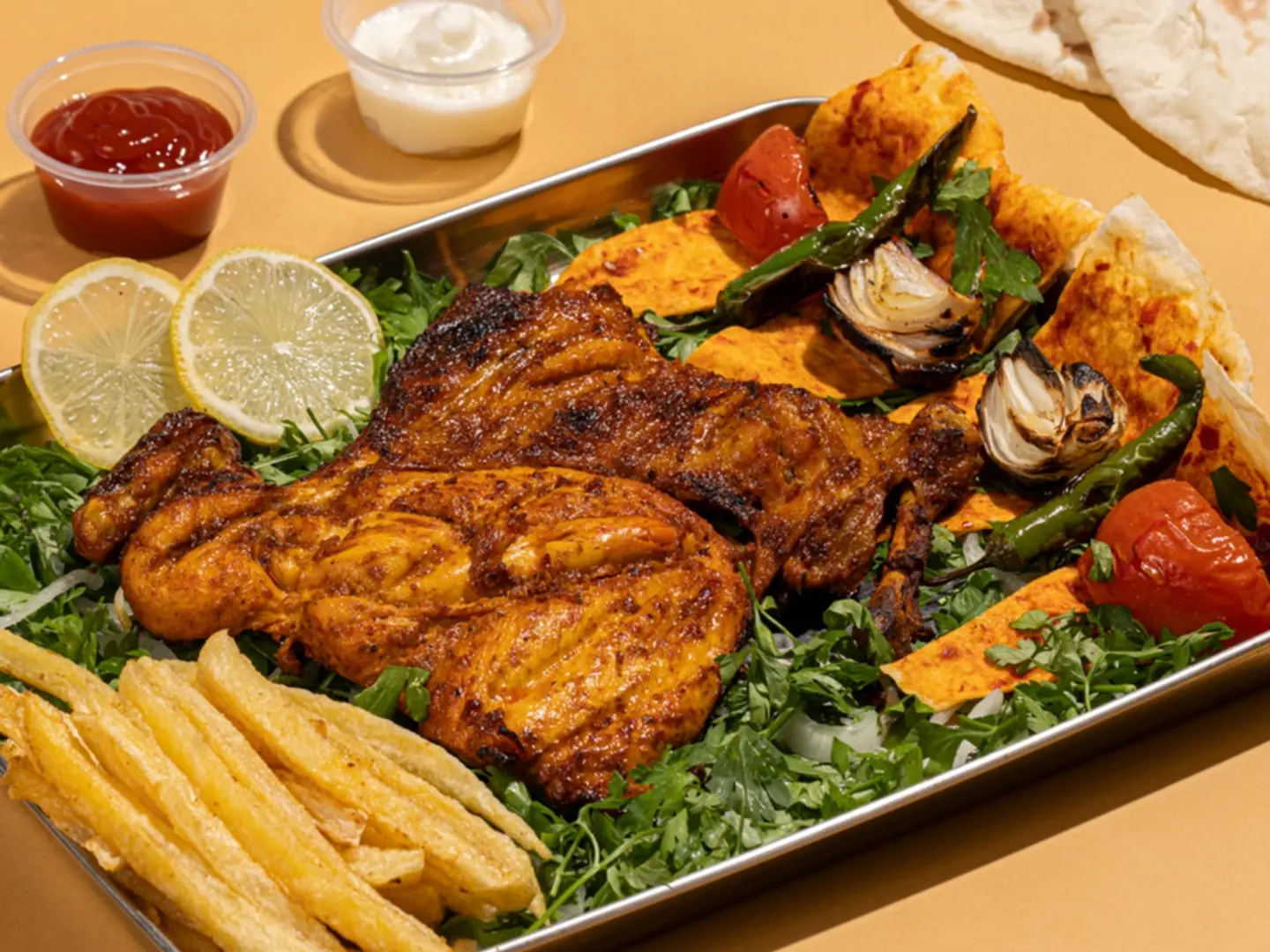 نصف دجاج مشوي سادة