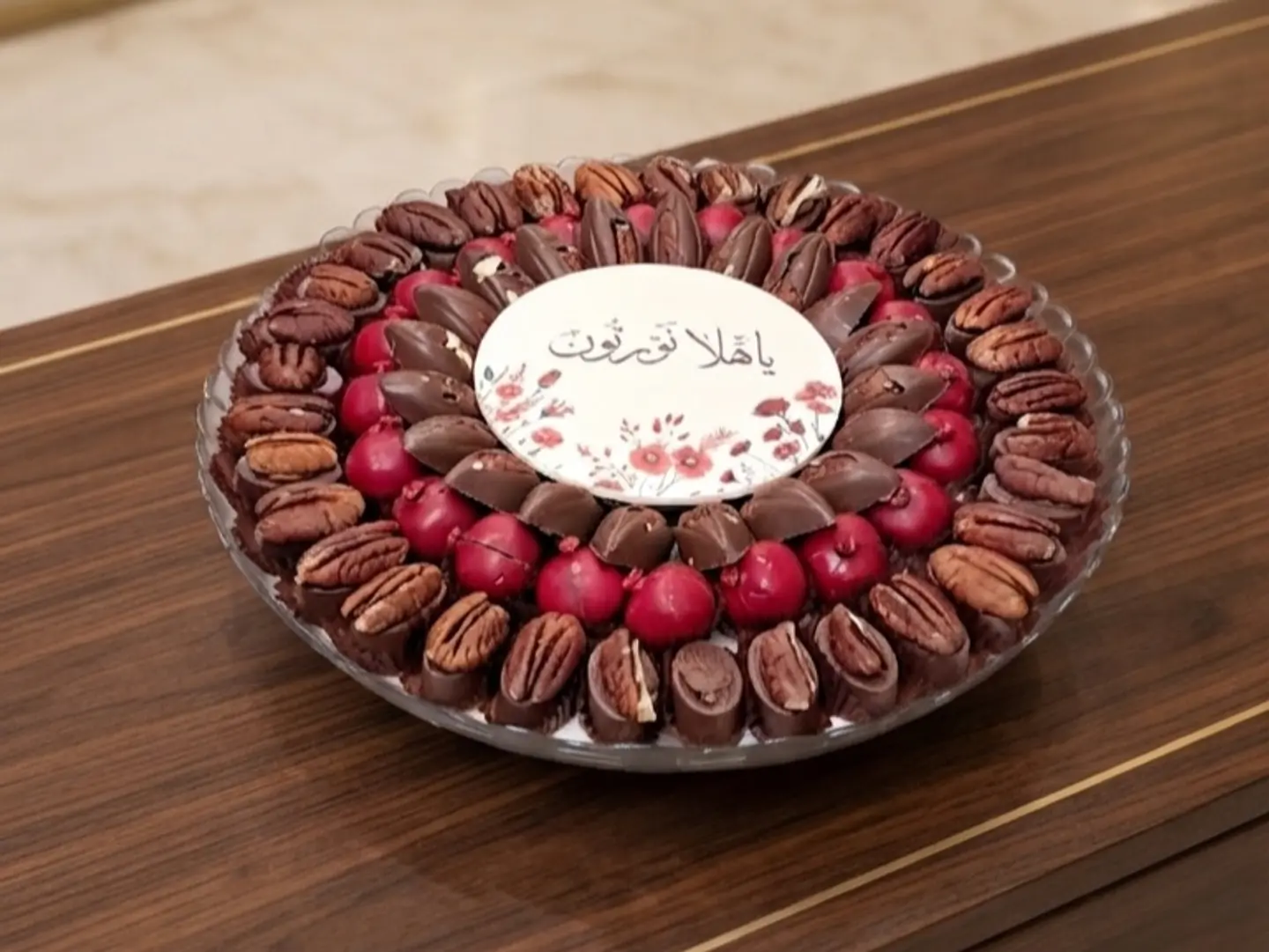 صينية زجاج بعبارة ياهلا نورتون