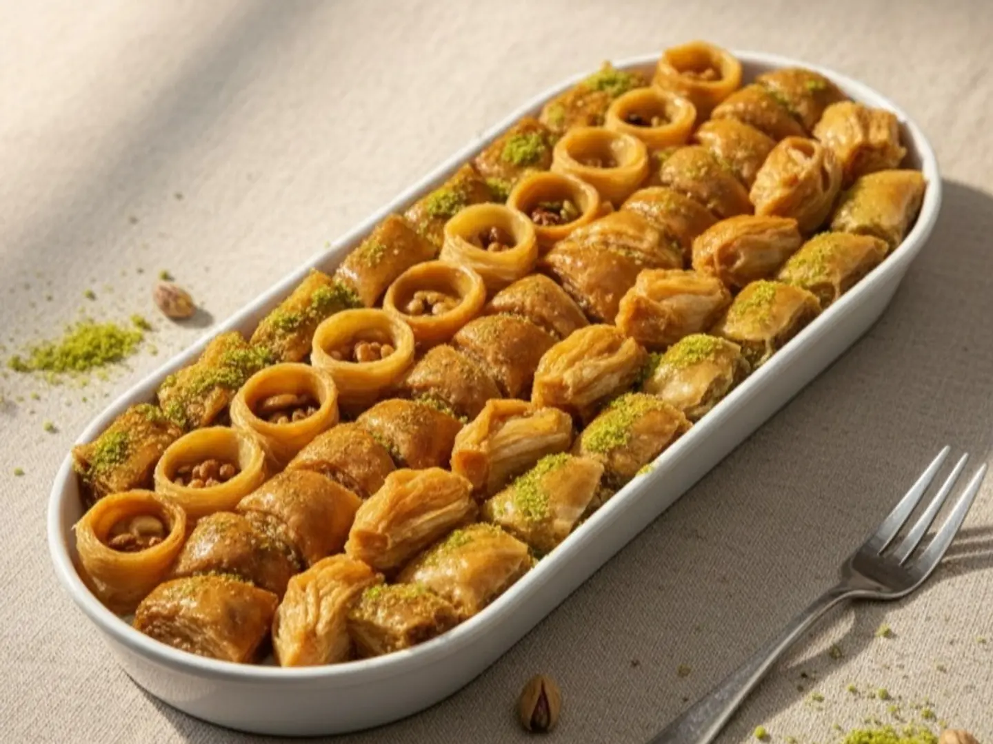 بقلاوة مشكل مستطيل خشب