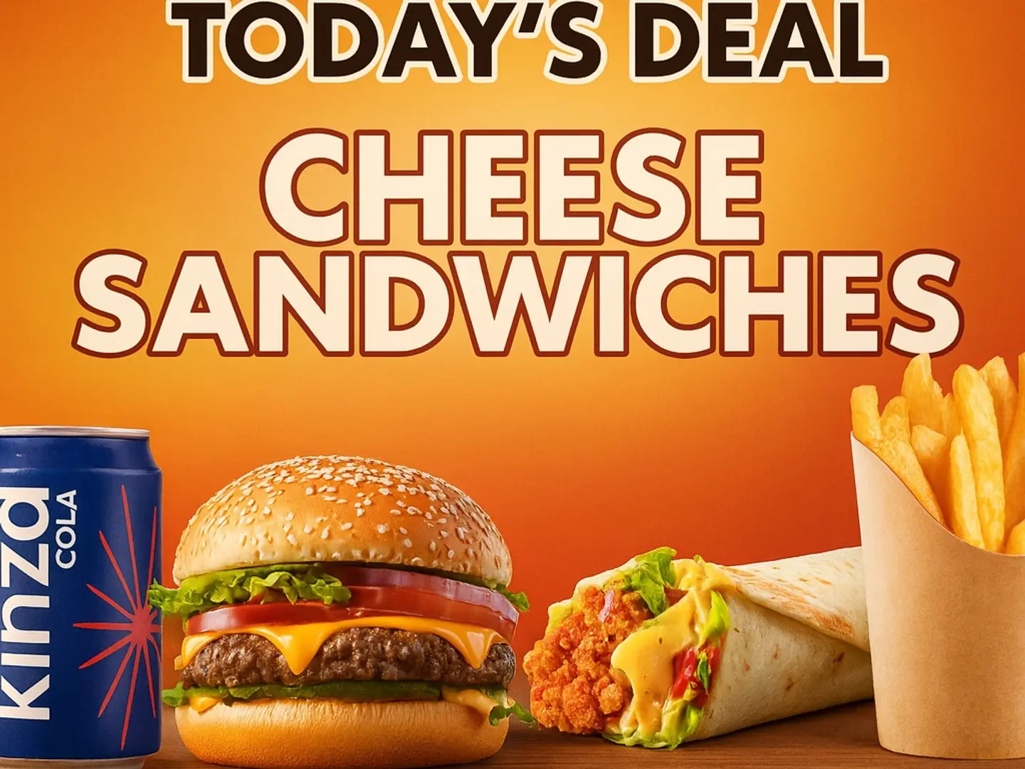 اشتر 1 برجر مشوي و 1 ساندويتش تويستر مع بطاطس مقلية ومشروب كينزا كولا