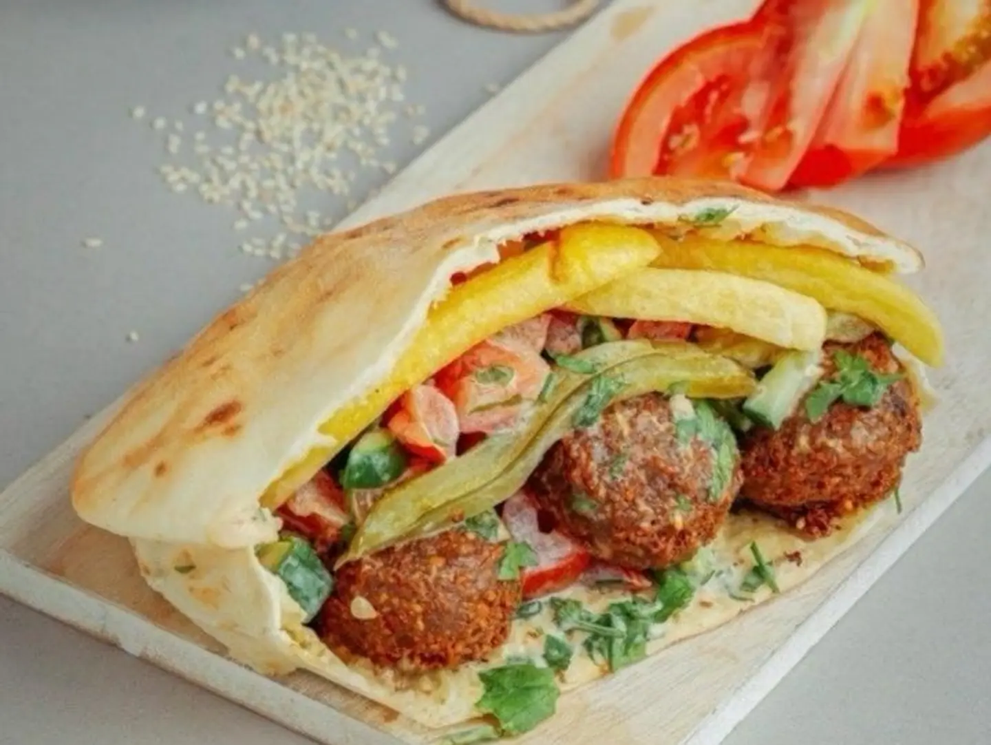 Falafel Sandwich With Arabic Bread