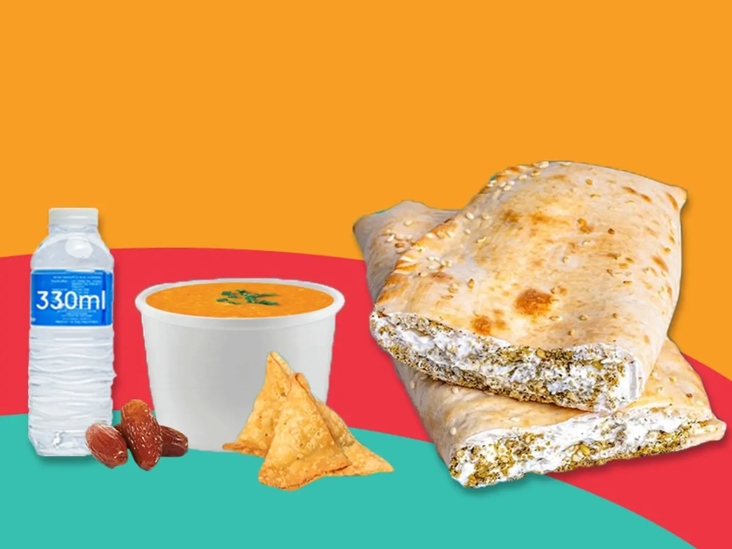 وجبة فطيرة لبنة بالزعتر