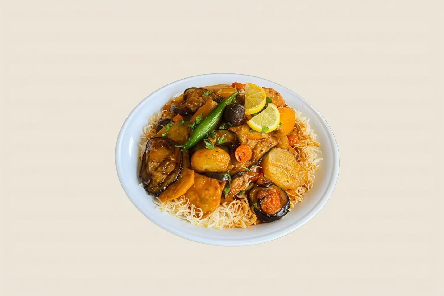 مقلوبة خضار بالدجاج  - نص حبة مقلوبة خضار