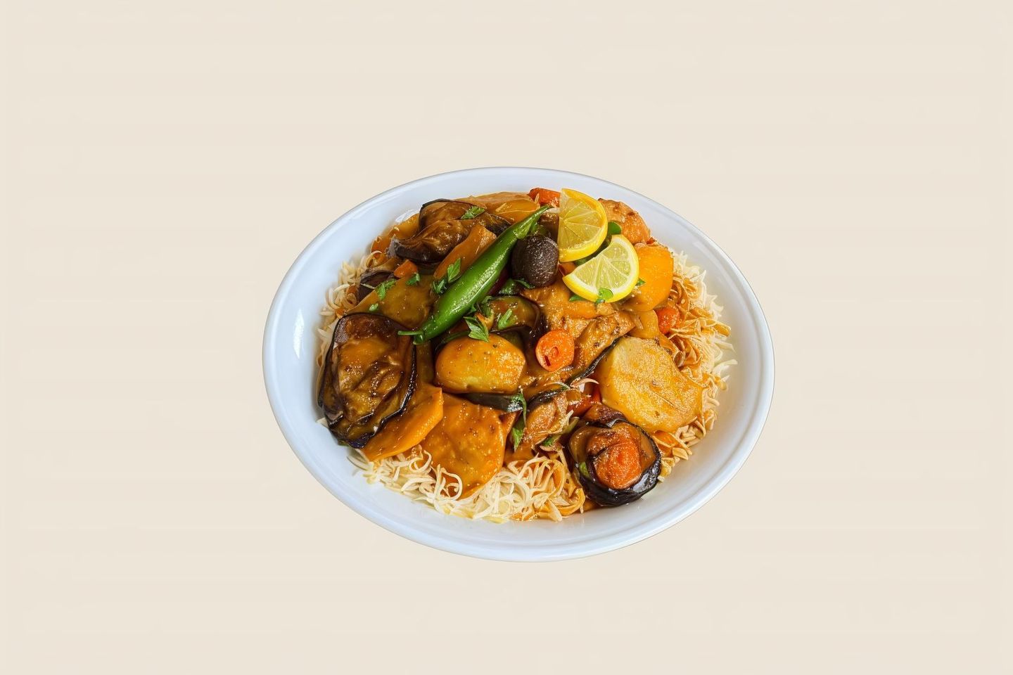 مقلوبة خضار بالدجاج  - نص حبة مقلوبة خضار