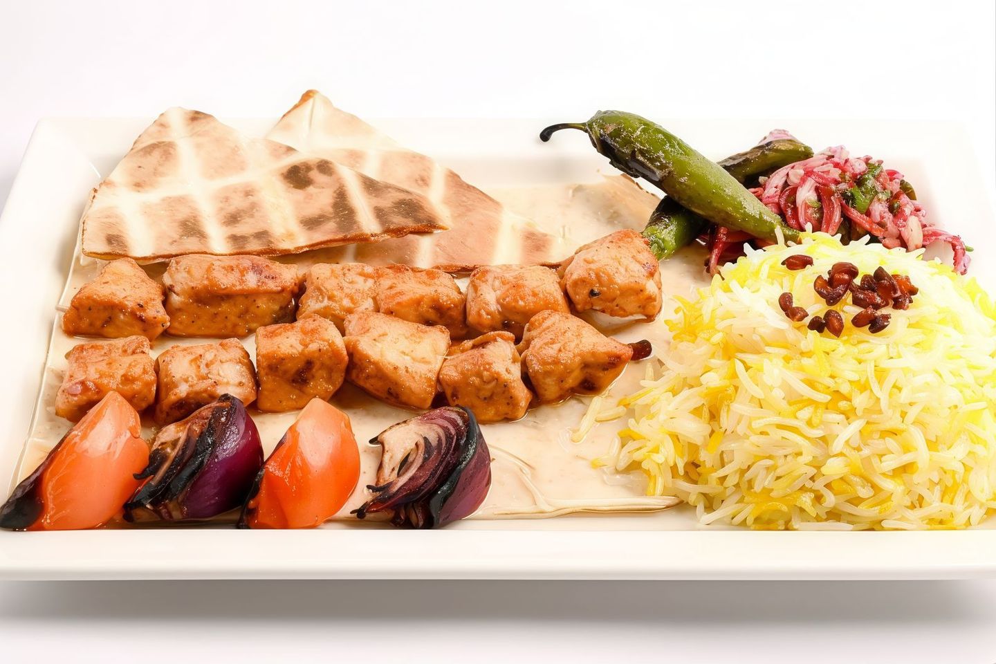 شيش طاووق مع الرز