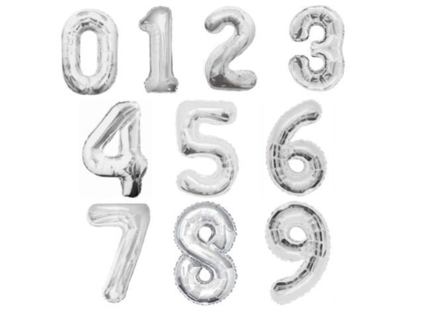 Small Silver Number Foil Balloon (Air)