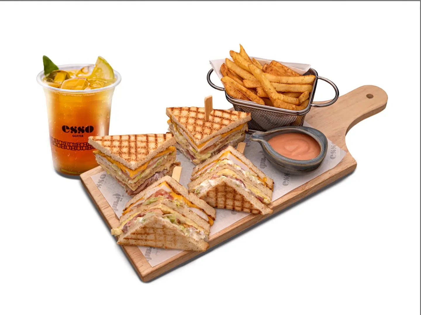 Classic Club Sandwich With Ice Tea Peach