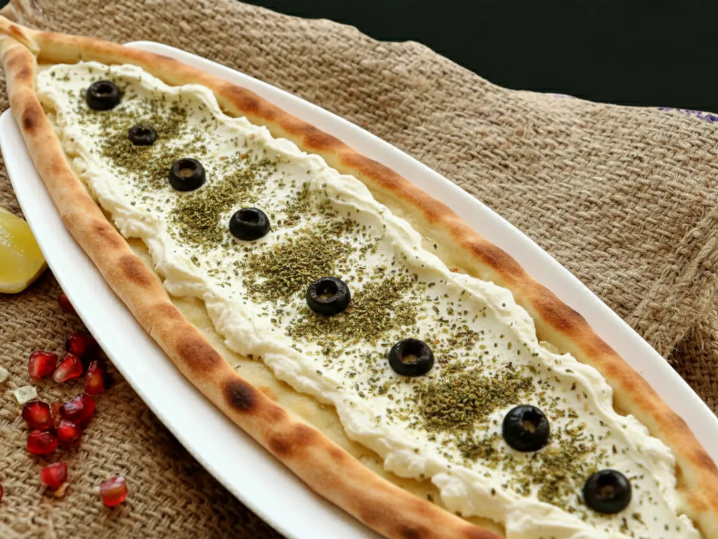 فطيرة لبنة زيتون زعتر