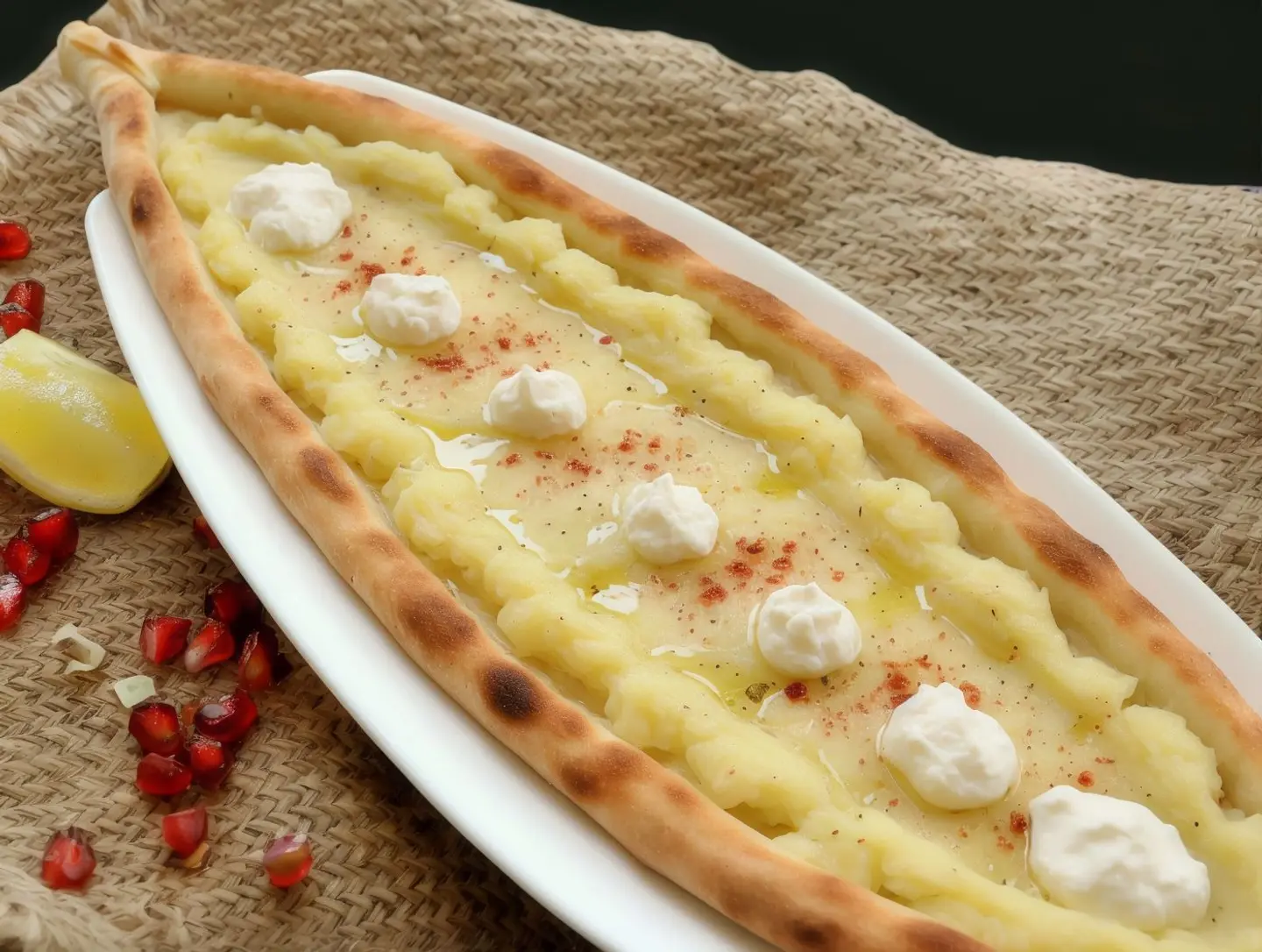 فطيرة بطاطس مع اللبنة