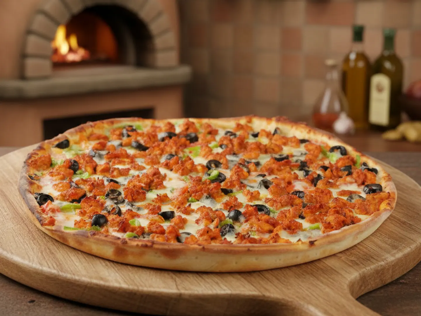 بيتزا دجاج مع الخضار (وسط)