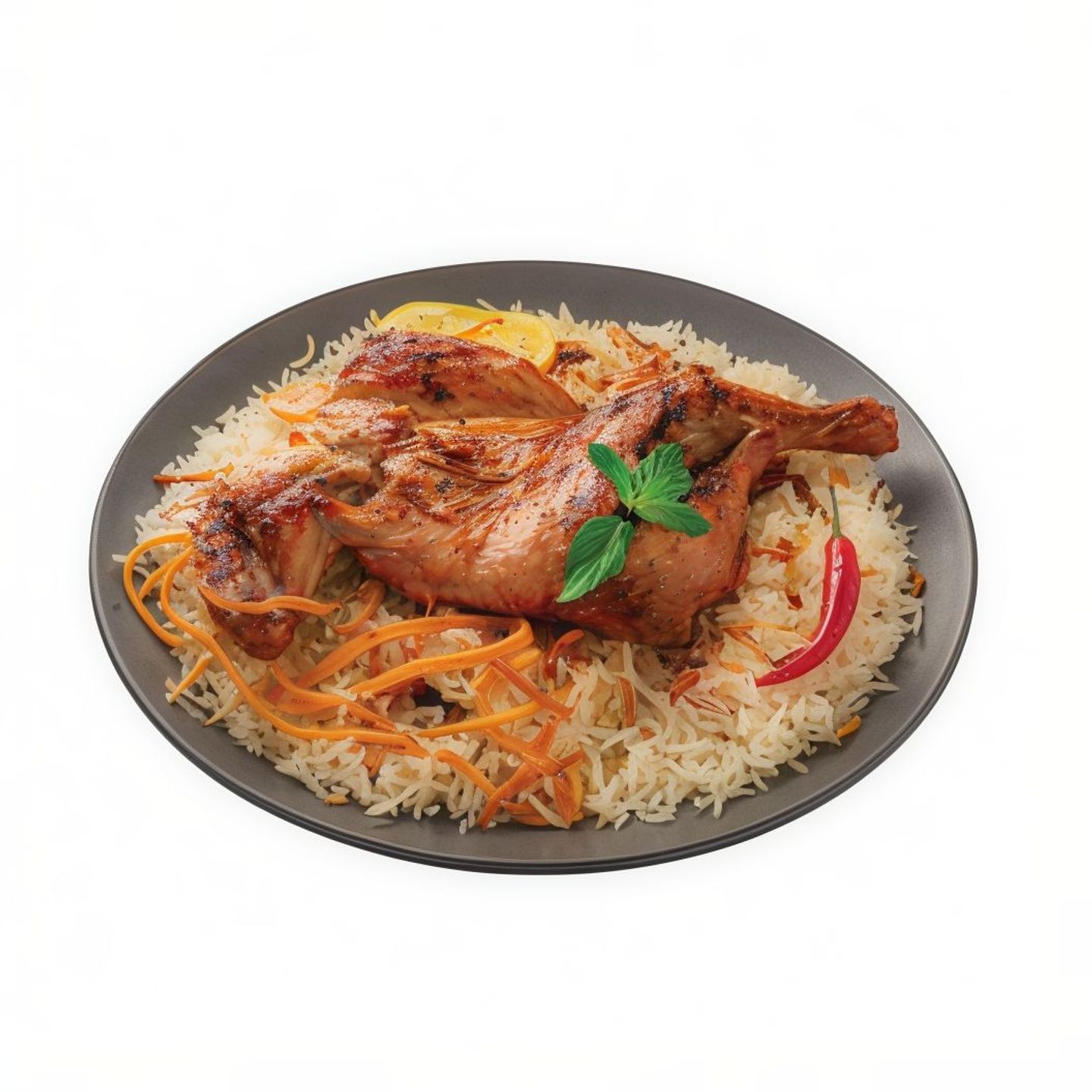 حبة دجاج على الفحم مع رز