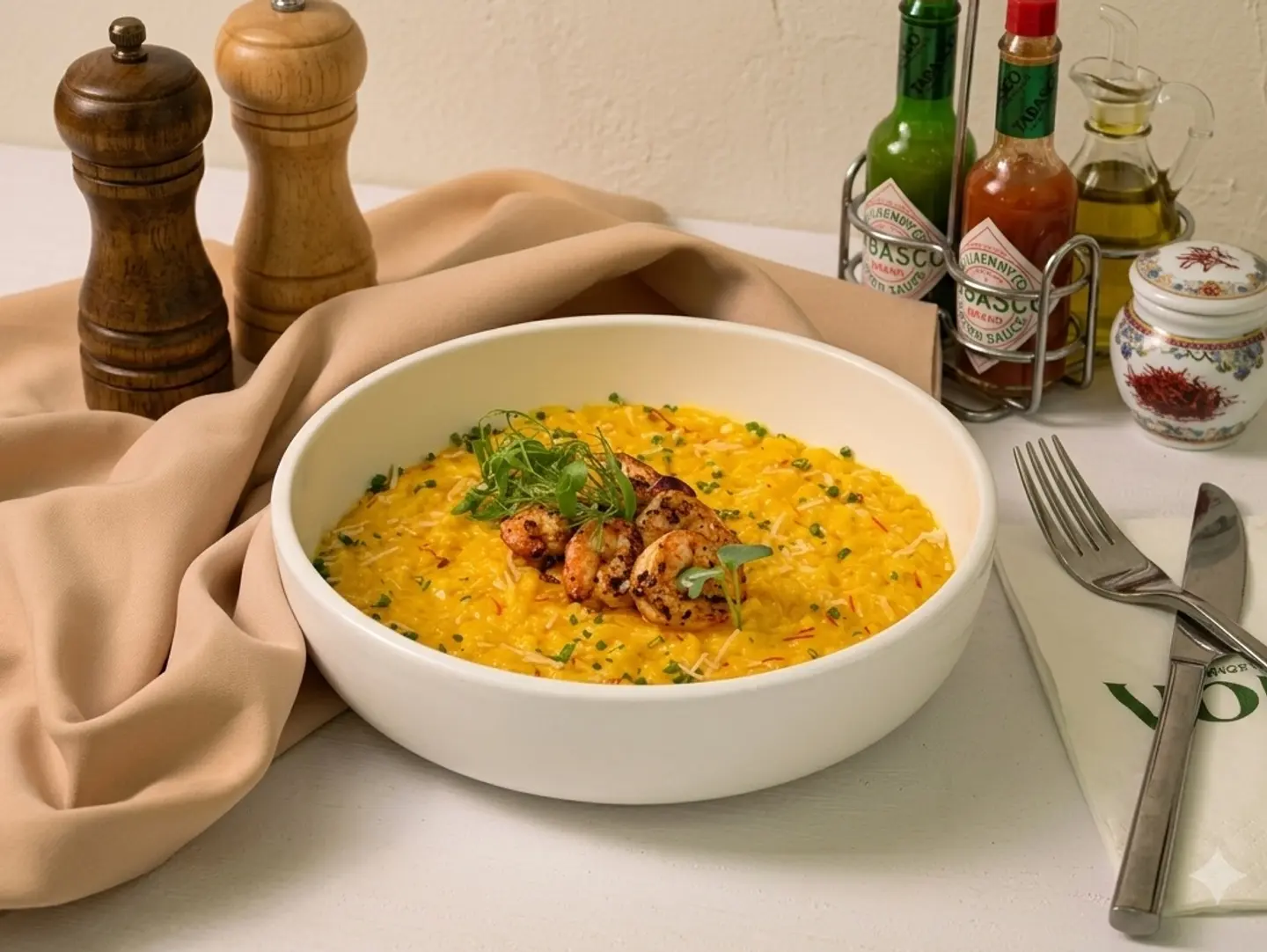 Safforon Risotto With Shrimps