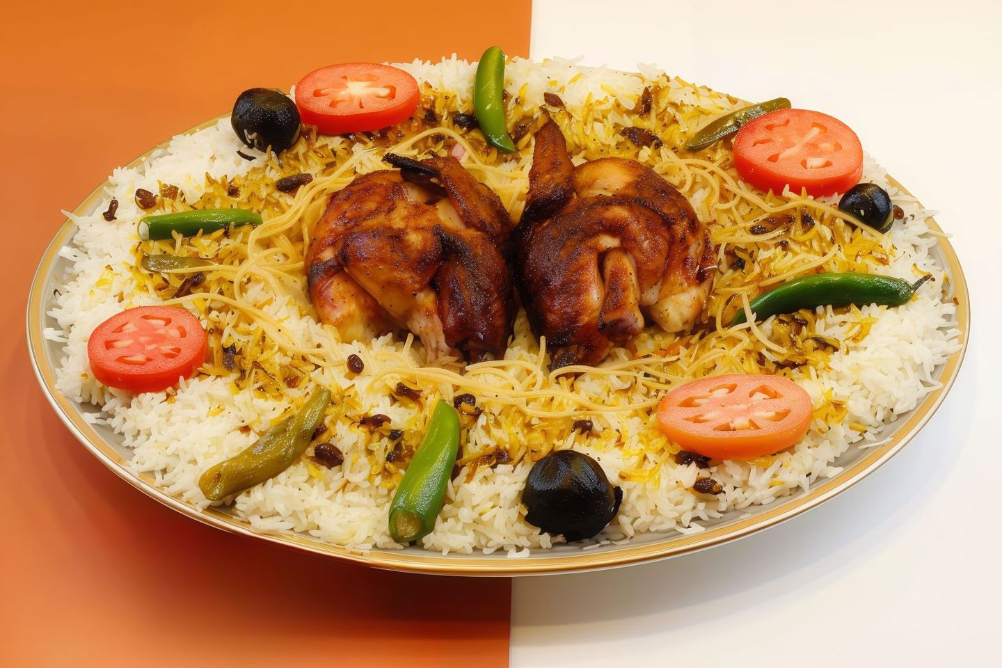 نص دجاجة شواية مع أرز شعبي