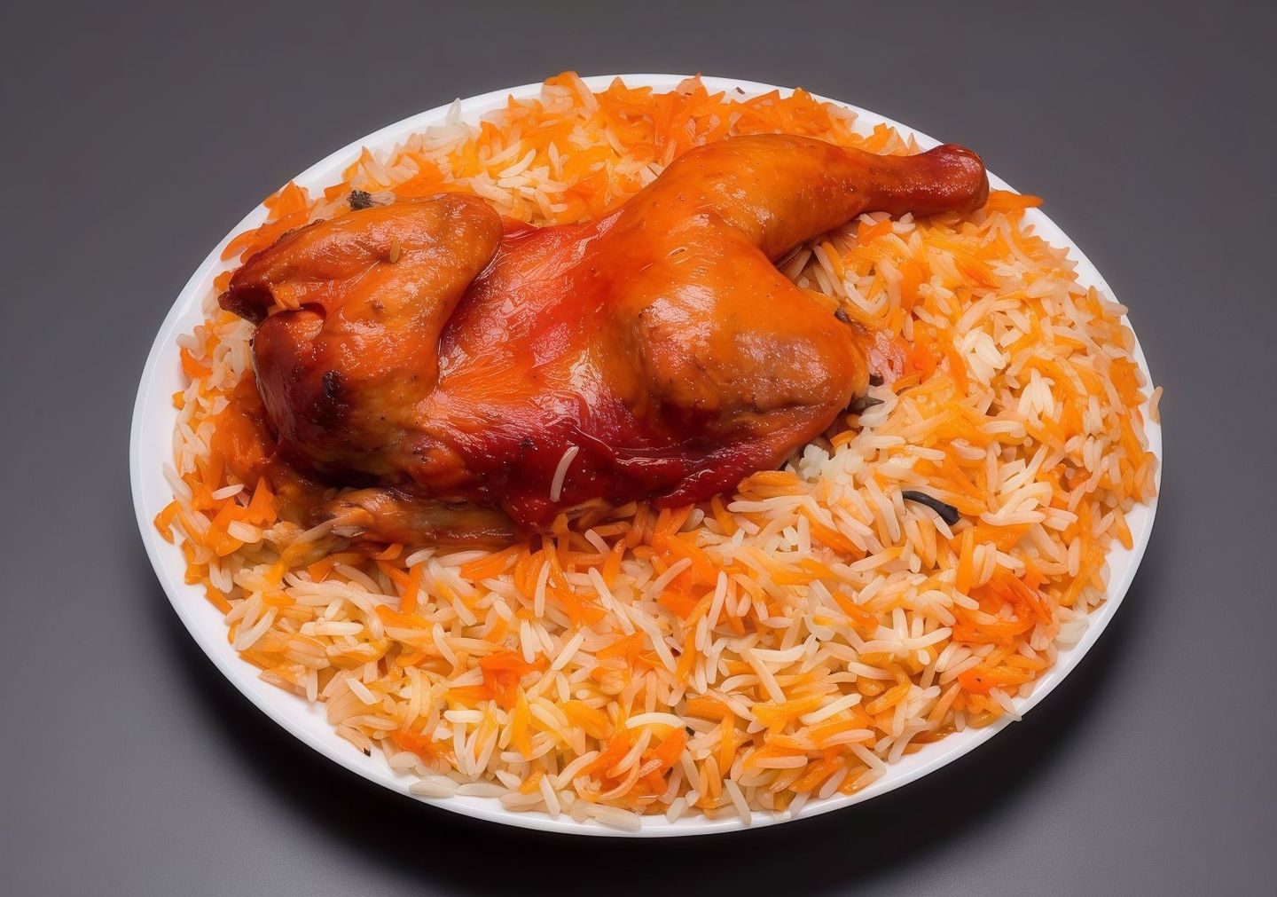 نص دجاجة مندي مع أرز شعبي
