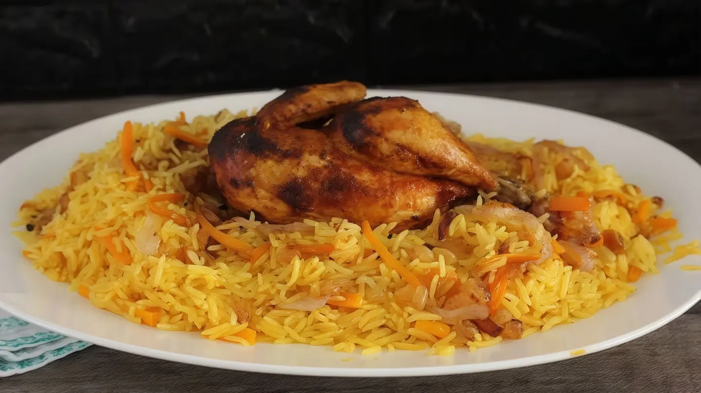 ربع دجاجة شواية مع أرز بيشاور