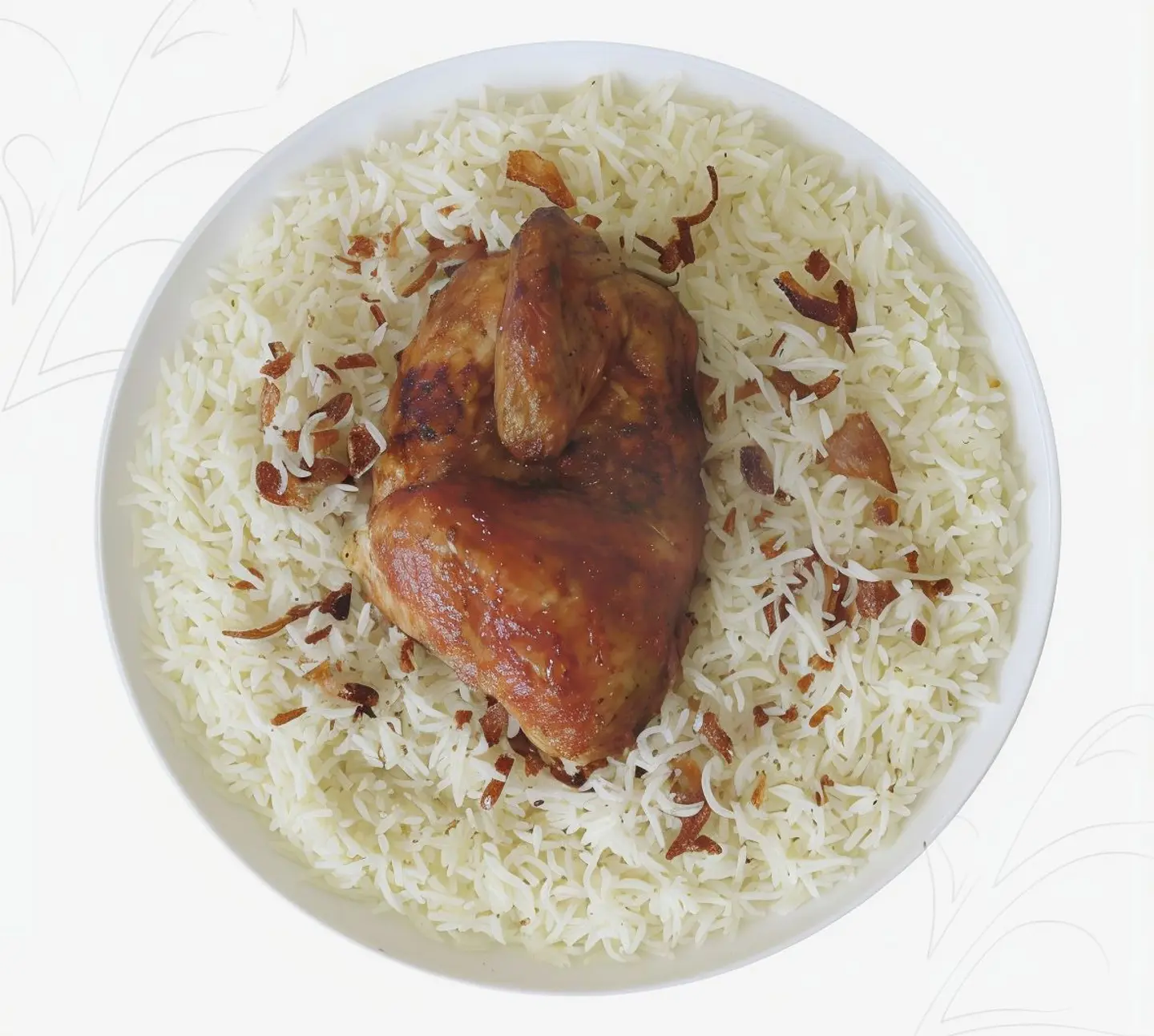 نص دجاجة شواية مع أرز مندي