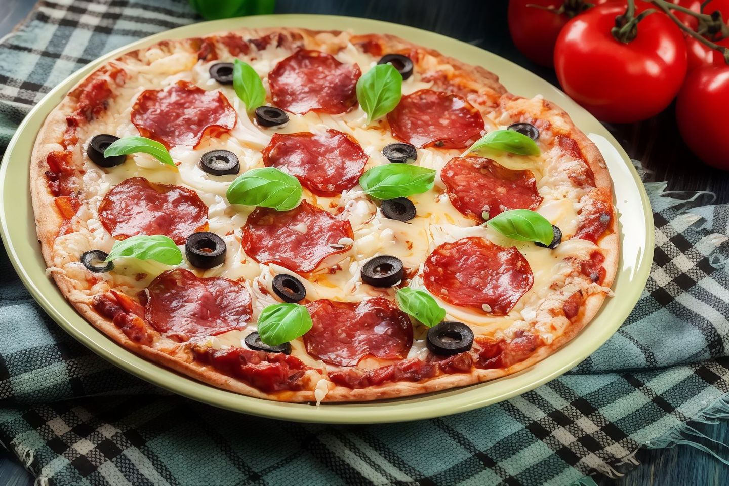 Pepperoni Pizza With Vegetables   1502 Kcal
