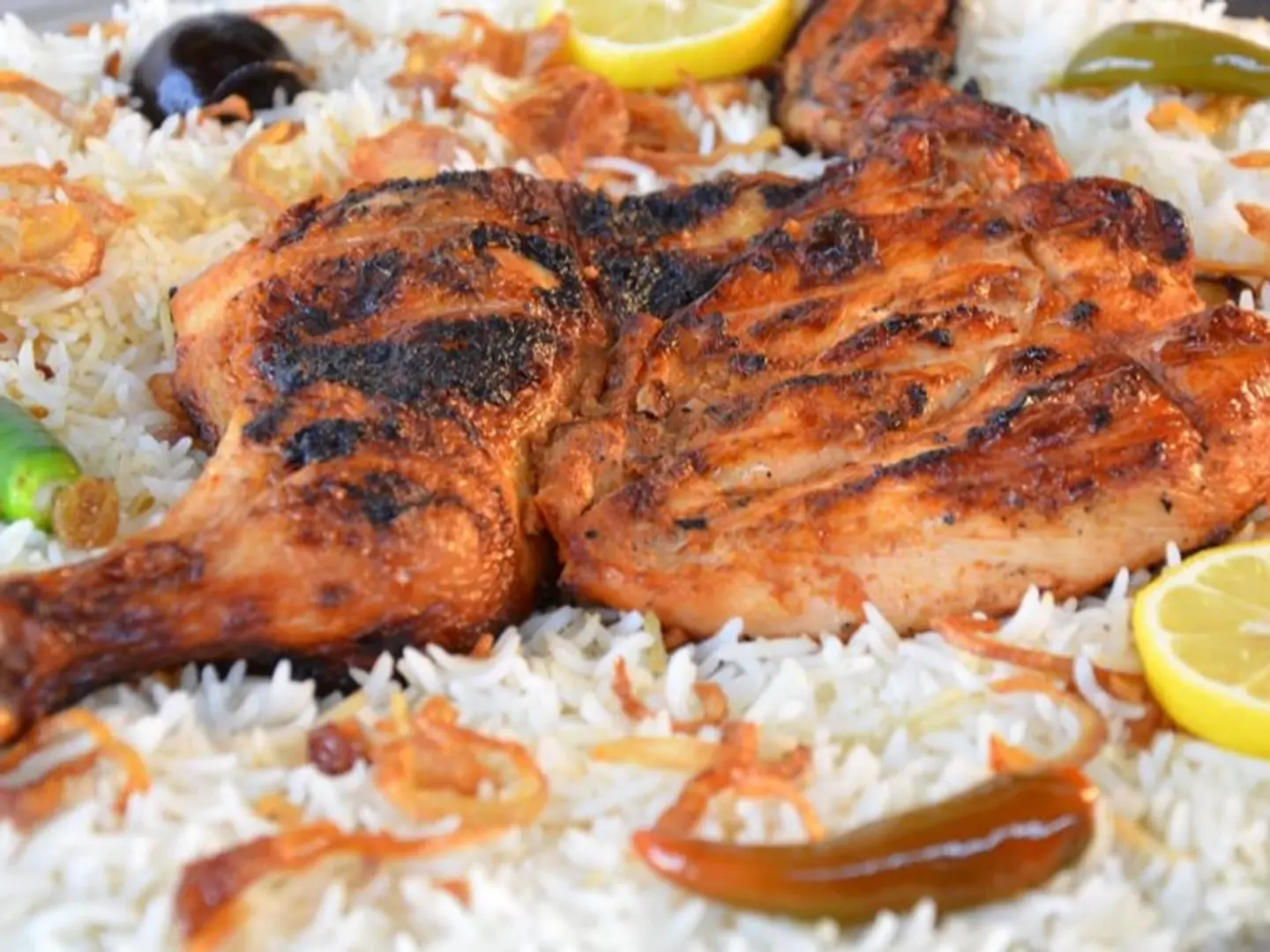 Half Charcoal Chicken, Peshawar Rice