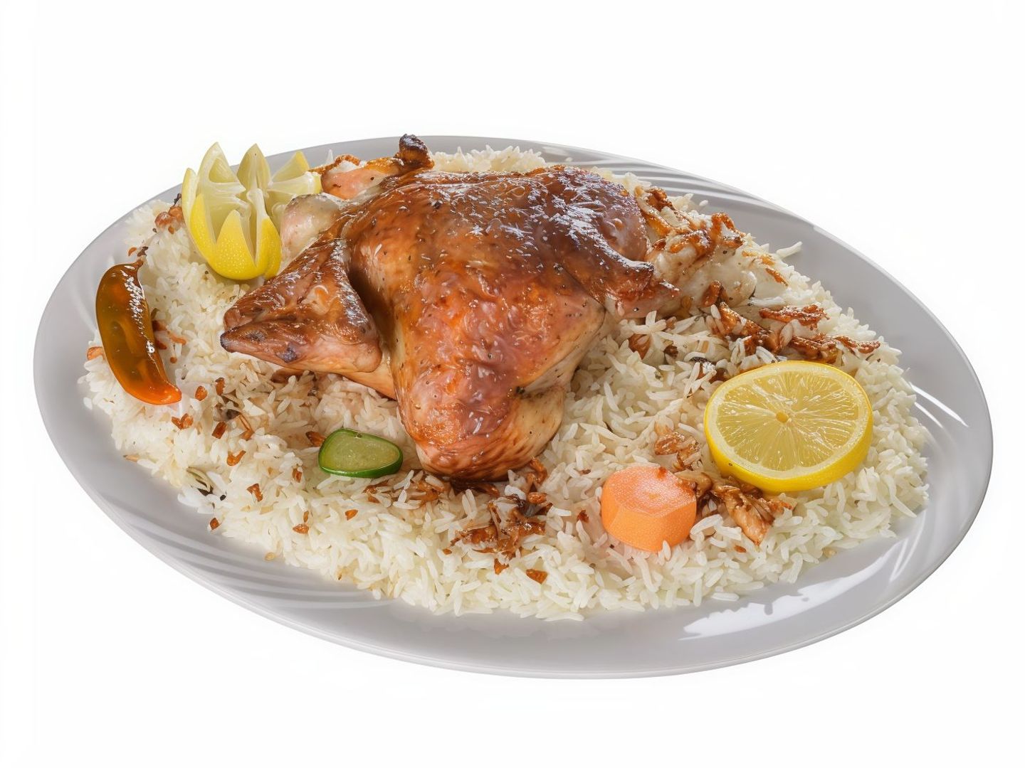 دجاج شواية مع أرز بيشاور - حبة دجاج كاملة