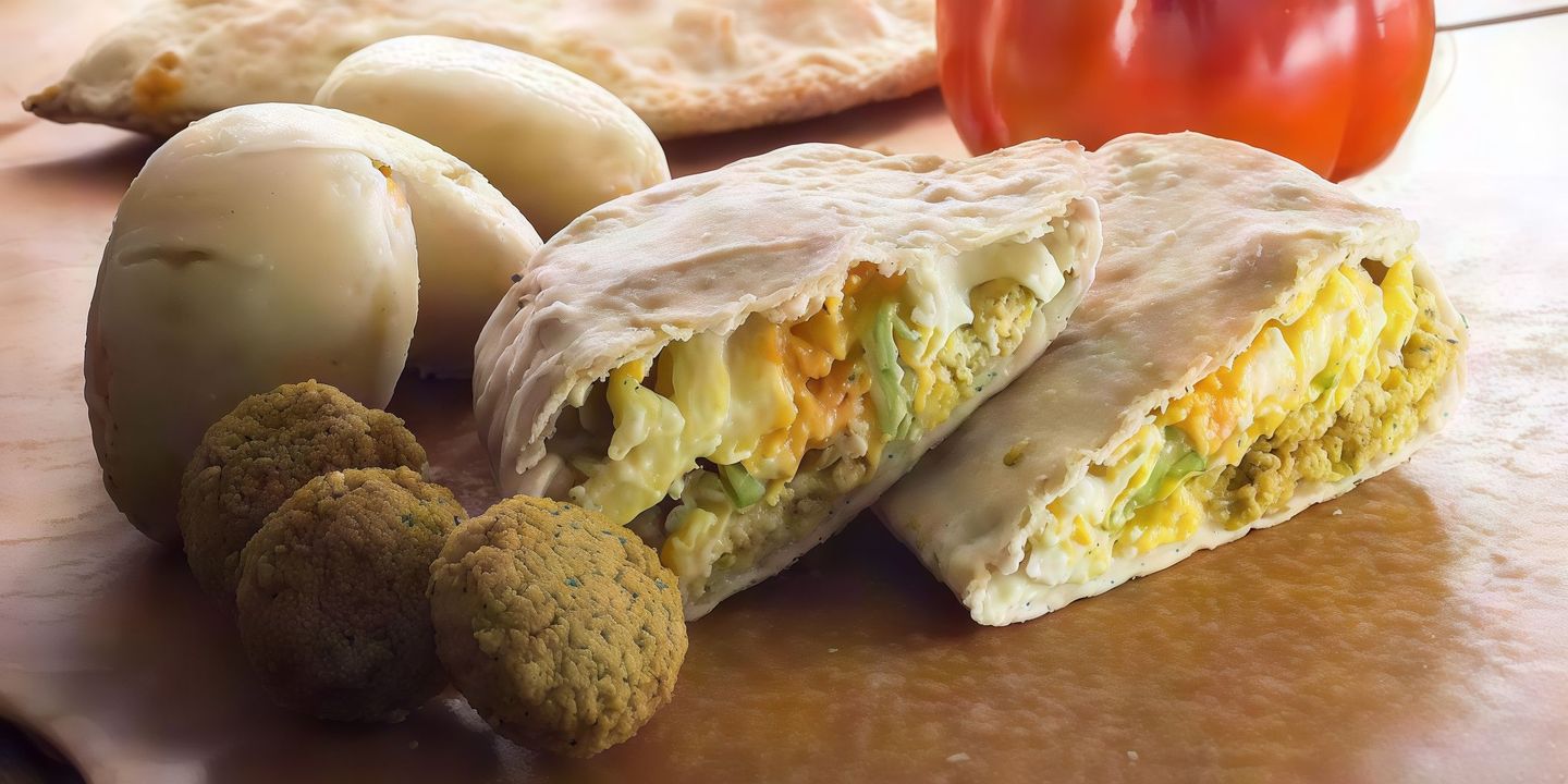 فطيرة فلافل جبنتين مع حمص