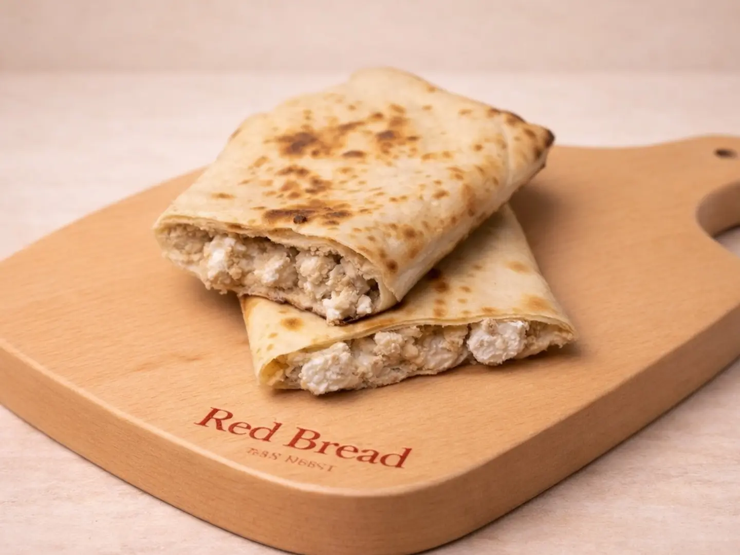 خبز تنور بجبنة الفيتا والطحينة